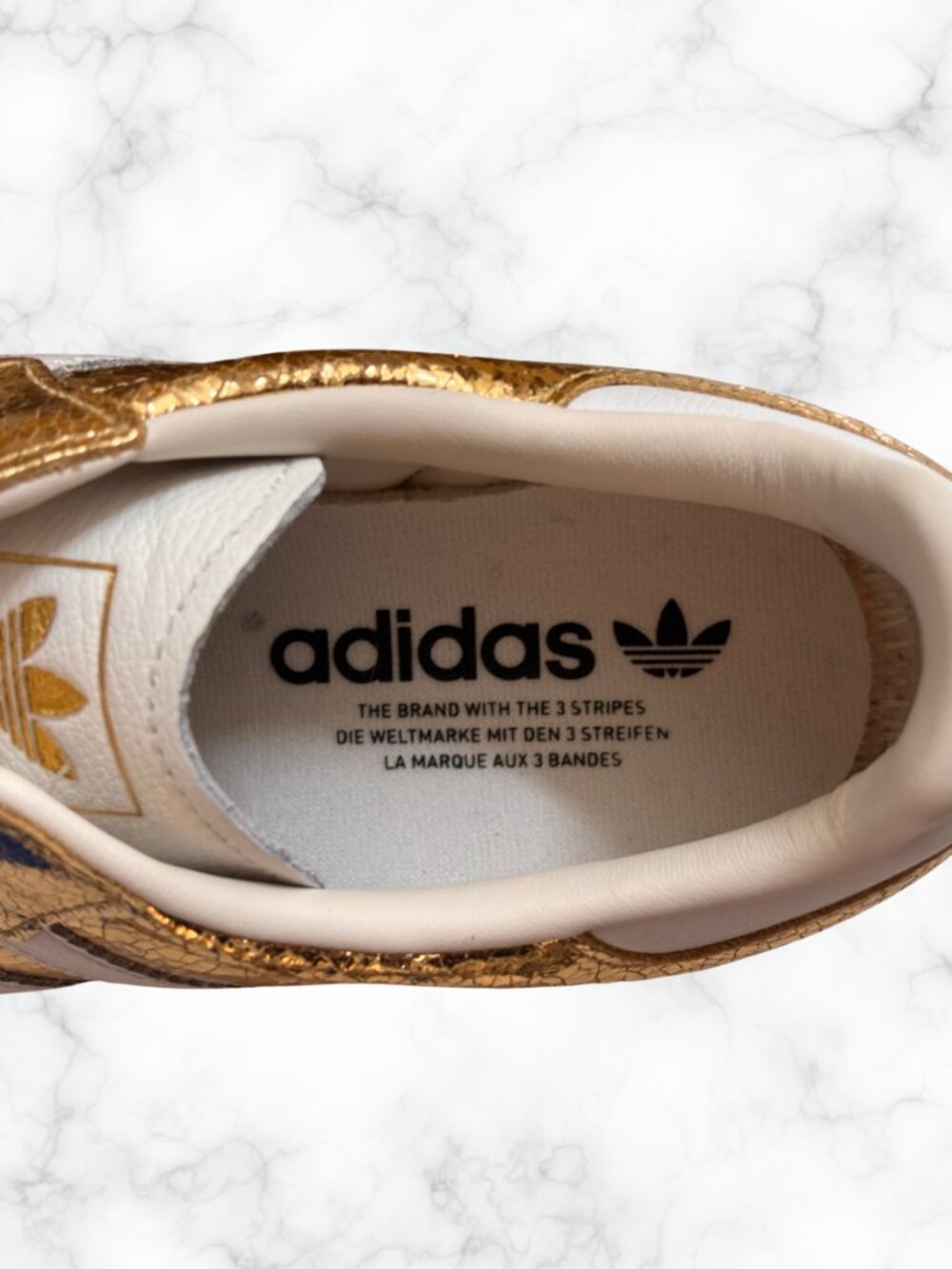 ADIDAS Samba OG Gold Metallic Crinkle Leather Sneaker US 8 - Picture 7 of 16